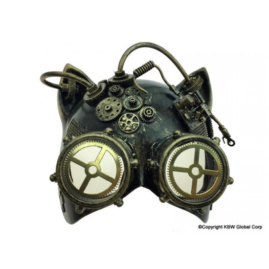 Gold Cat Steampunk Goggle Mask