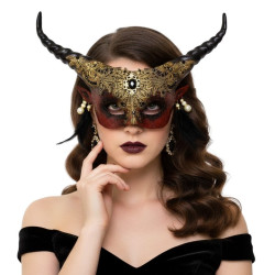 Red Horned Lace Mask