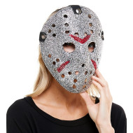 Silver Rhinestone Hockey Mask