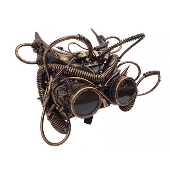 Copper Cat Coil Steampunk Mask Copper Cat Coil Steampunk Mask