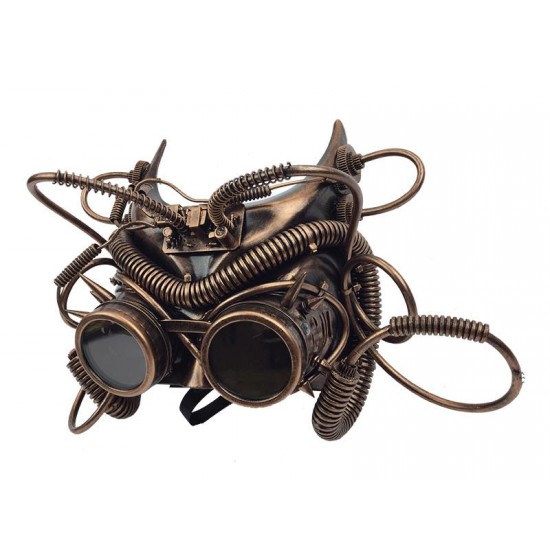 Copper Cat Coil Steampunk Mask Copper Cat Coil Steampunk Mask