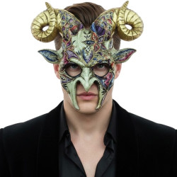 Venetian Gold Floral Ram Horn Mask