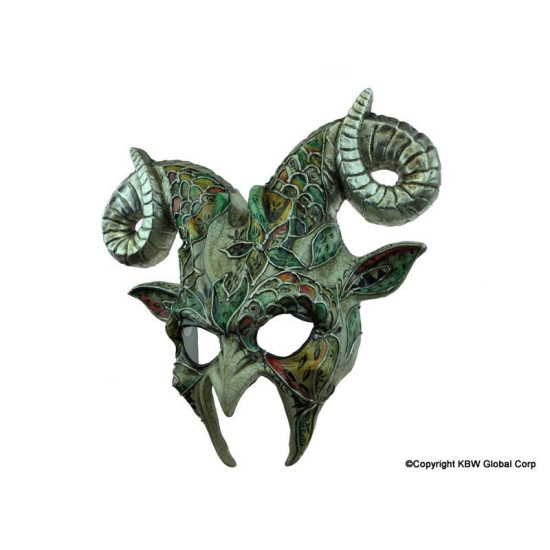 Venetian Silver Floral Ram Horn Mask Venetian Silver Floral Ram Horn Mask