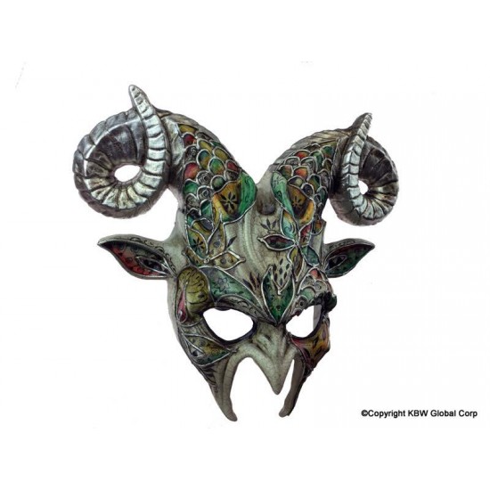 Venetian Silver Floral Ram Horn Mask Venetian Silver Floral Ram Horn Mask