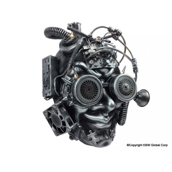 Silver Steampunk Smiling Gears Mask
