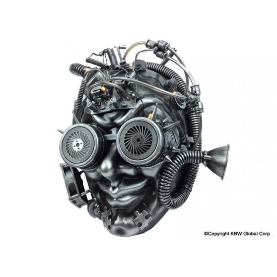 Silver Steampunk Smiling Gears Mask