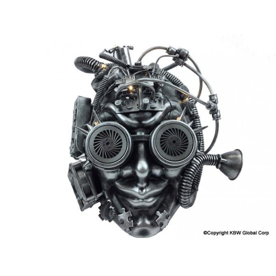 Silver Steampunk Smiling Gears Mask