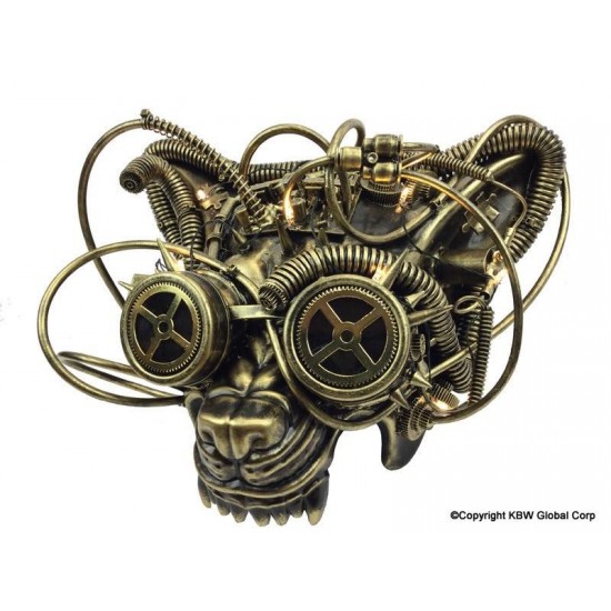 Gold Steampunk Wolf Mask
