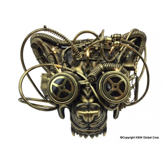 Gold Steampunk Wolf Mask