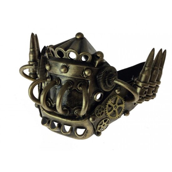 Gold Steampunk Bullet Jaw Mask Gold Steampunk Bullet Jaw Mask