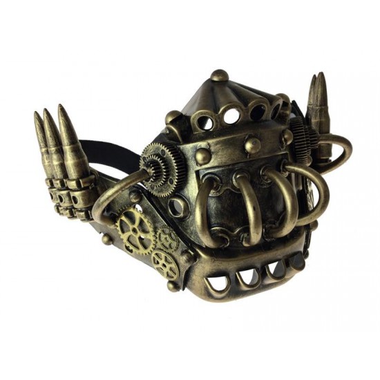 Gold Steampunk Bullet Jaw Mask Gold Steampunk Bullet Jaw Mask