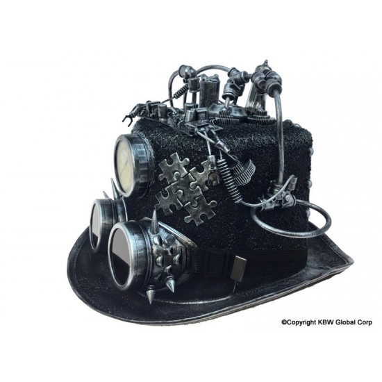 Silver Steampunk Pressure Gauge Top Hat