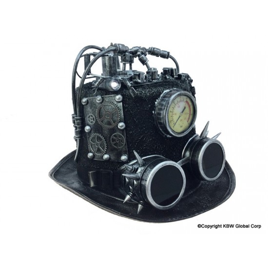 Silver Steampunk Pressure Gauge Top Hat