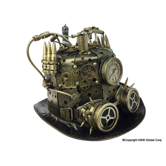 Gold Steampunk Bullet Pressure Gauge Top Hat