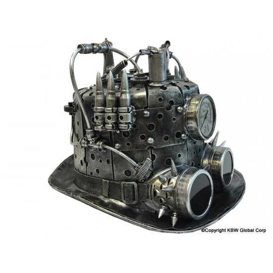 Silver Steampunk Bullet Pressure Gauge Top Hat