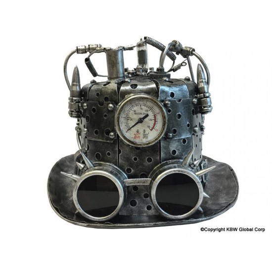 Silver Steampunk Bullet Pressure Gauge Top Hat