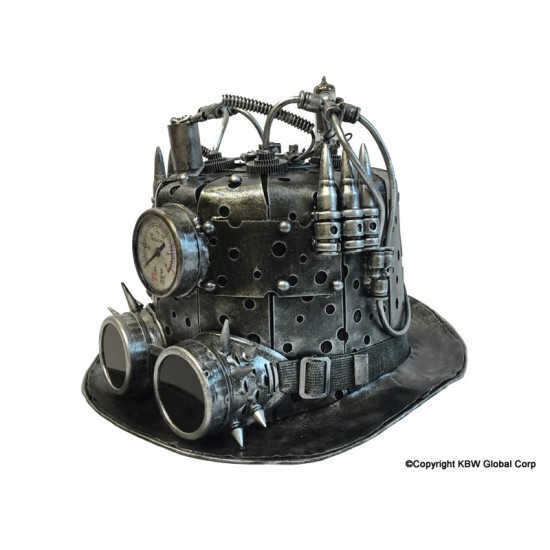 Silver Steampunk Bullet Pressure Gauge Top Hat