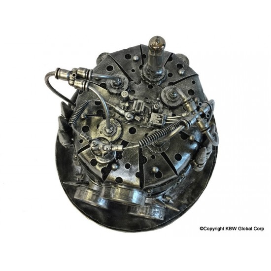Silver Steampunk Bullet Pressure Gauge Top Hat
