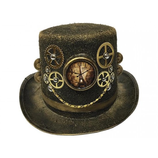 Gold Steampunk Eiffel Clock Top Hat Gold Steampunk Eiffel Clock Top Hat