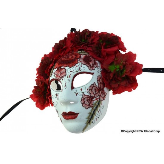 Day of the Dead Red Floral Mask