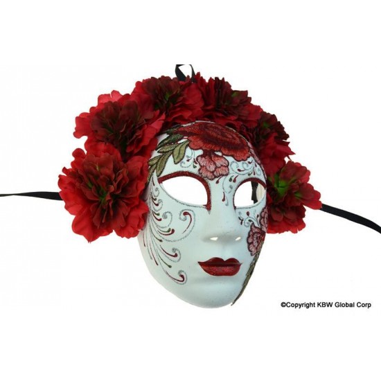 Day of the Dead Red Floral Mask