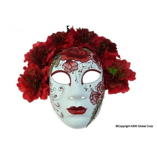 Day of the Dead Red Floral Mask