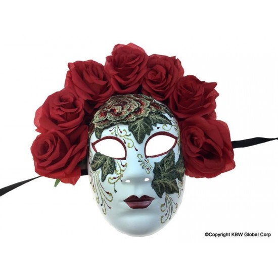 Day of the Dead Red Rose Mask