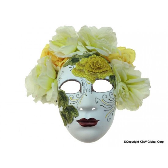 Day of the Dead Soft Yellow Rose Mask