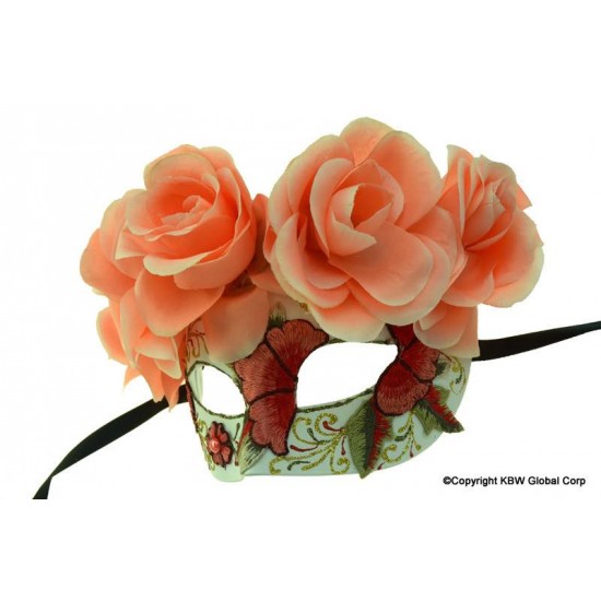 Day of the Dead Peach Rose Mask Day of the Dead Peach Rose Mask