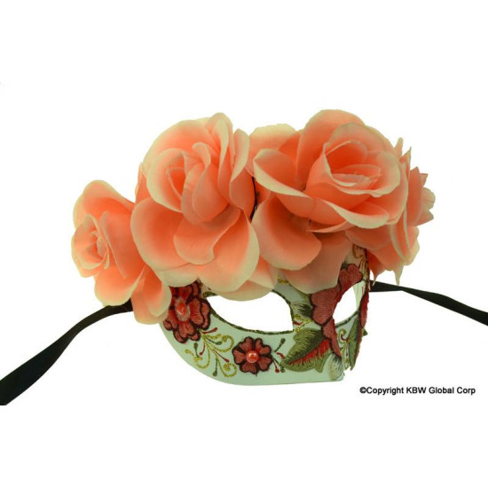 Day of the Dead Peach Rose Mask Day of the Dead Peach Rose Mask