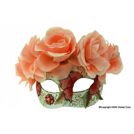 Day of the Dead Peach Rose Mask Day of the Dead Peach Rose Mask