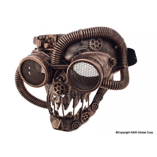 Copper Steampunk Skull Mask with Goggles