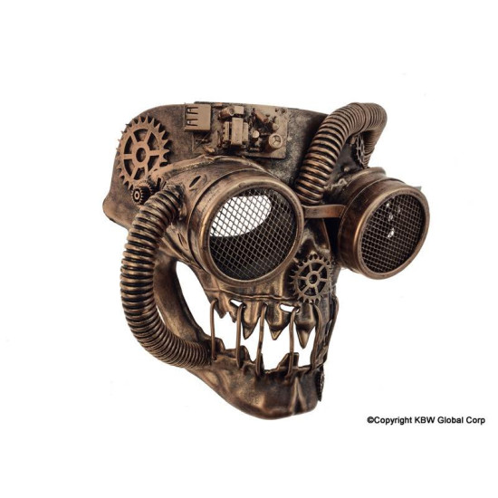 Copper Steampunk Skull Mask with Goggles