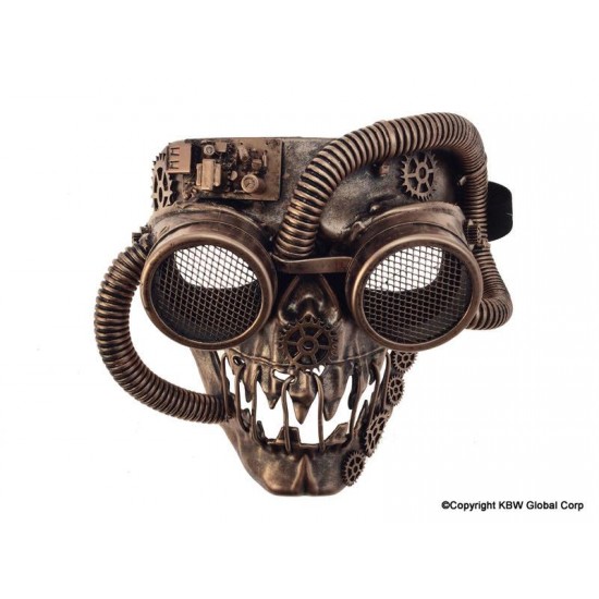 Copper Steampunk Skull Mask with Goggles