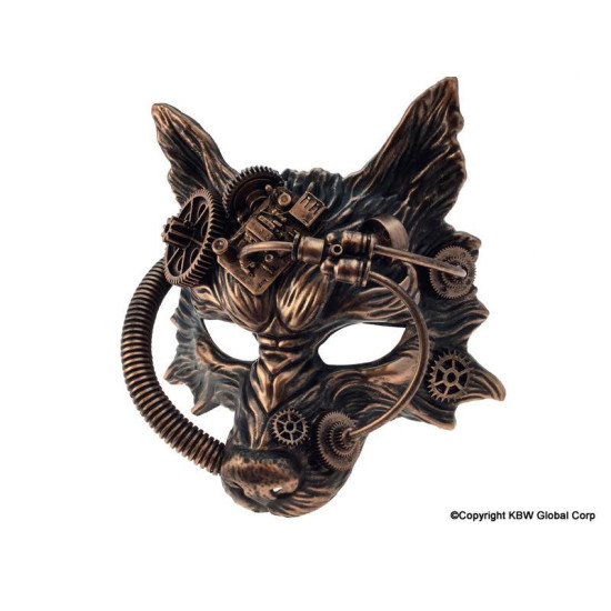 Copper Steampunk Wolf Mask