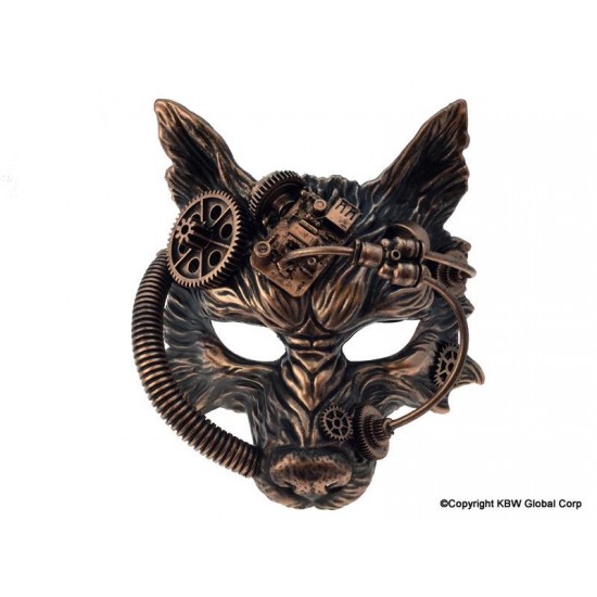 Copper Steampunk Wolf Mask