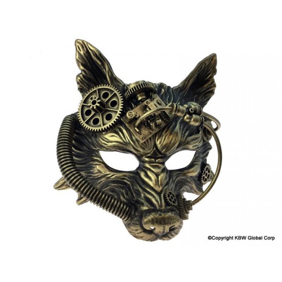 Gold Steampunk Wolf Mask Gold Steampunk Wolf Mask