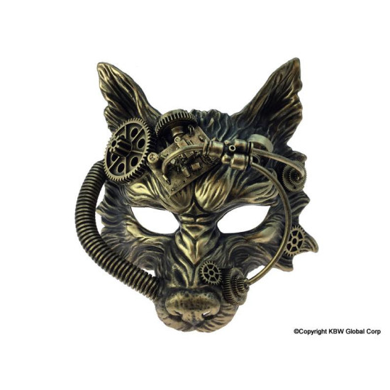 Gold Steampunk Wolf Mask Gold Steampunk Wolf Mask