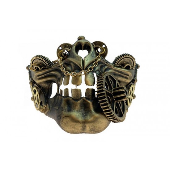 Gold Steampunk Skull Half Mask with Gears Gold Steampunk Skull Half Mask with Gears