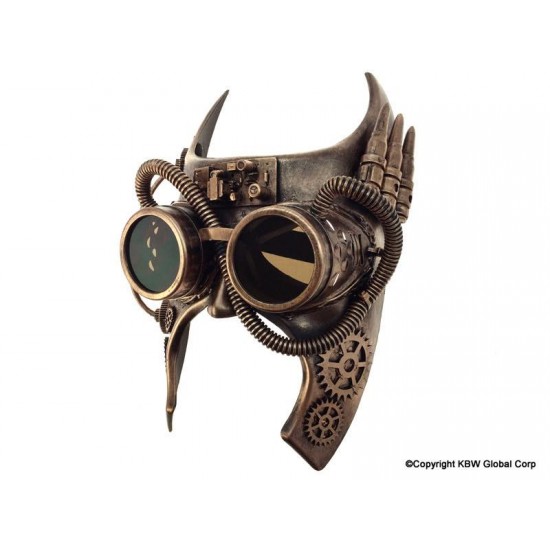 Copper Steampunk Horned Goggle Mask