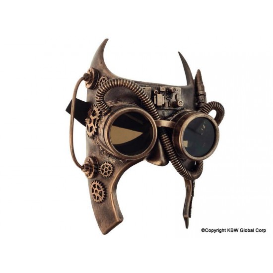 Copper Steampunk Horned Goggle Mask