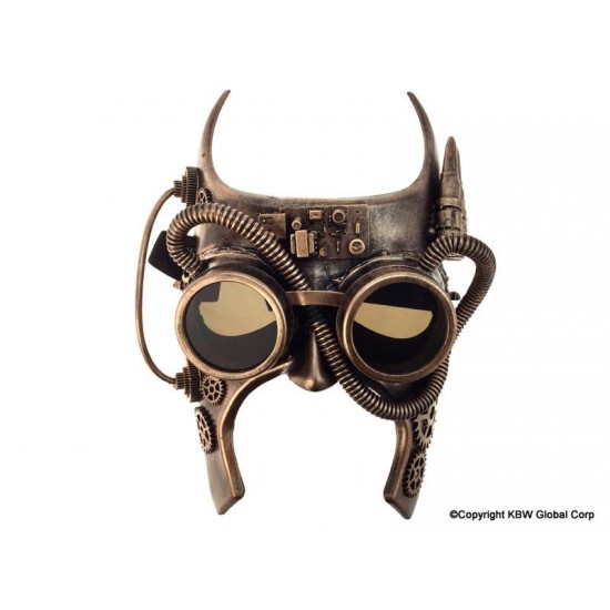Copper Steampunk Horned Goggle Mask