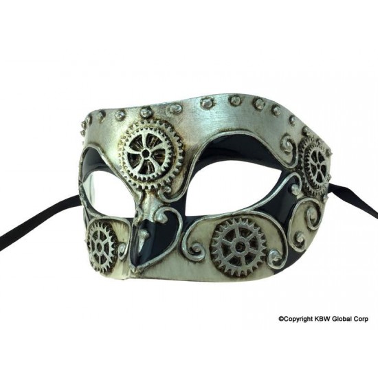 Silver Steampunk Gear Mask