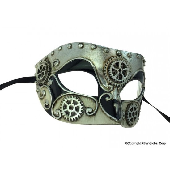 Silver Steampunk Gear Mask