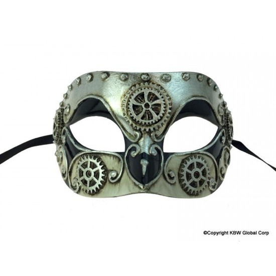 Silver Steampunk Gear Mask