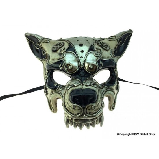 Silver Steampunk Wolf Mask