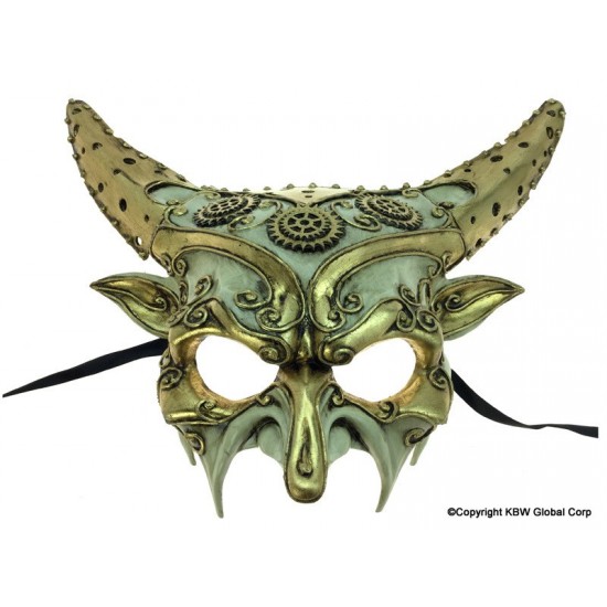 Gold Steampunk Horned Devil Mask Gold Steampunk Horned Devil Mask