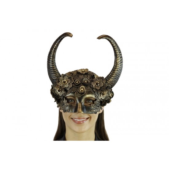 Gold Lace Horned Mask