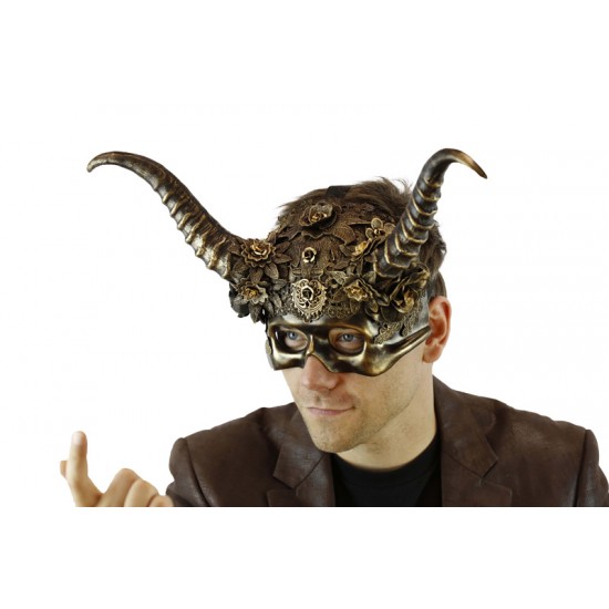 Gold Lace Creature Horned Mask