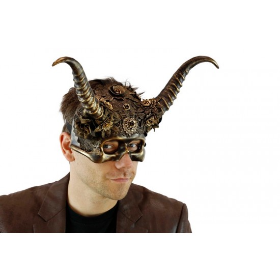Gold Lace Creature Horned Mask